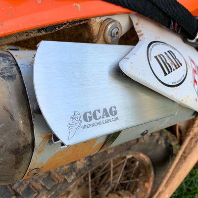 Green Chile Adventure Gear Chilly Heat Shield on KTM 500 EXC