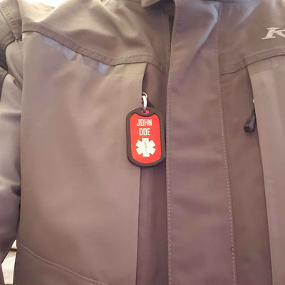 Medical ID tag on a zipper pull