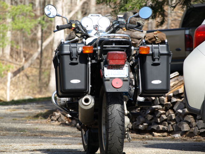 Acmemoto2 Motorcycle Pannier on a BMW